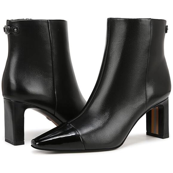 Sam Edelman Womens Saige 2 Ankle Boots US 7.5 M EU 38 Black Leather NWOB - Picture 1 of 12